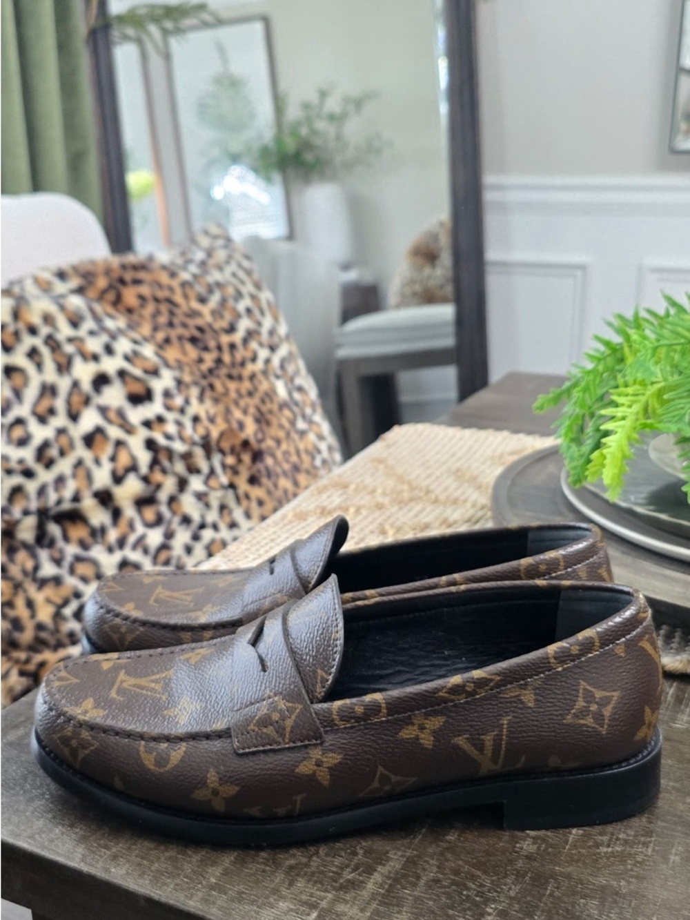 Louis Vuitton Brown Monogram Canvas Penny Loafers - Picture 6 of 7
